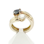 Bague d'occasion or 750 jaune saphir diamant - vue 1