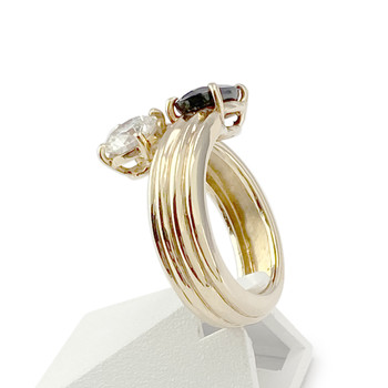 Bague d'occasion or 750 jaune saphir diamant