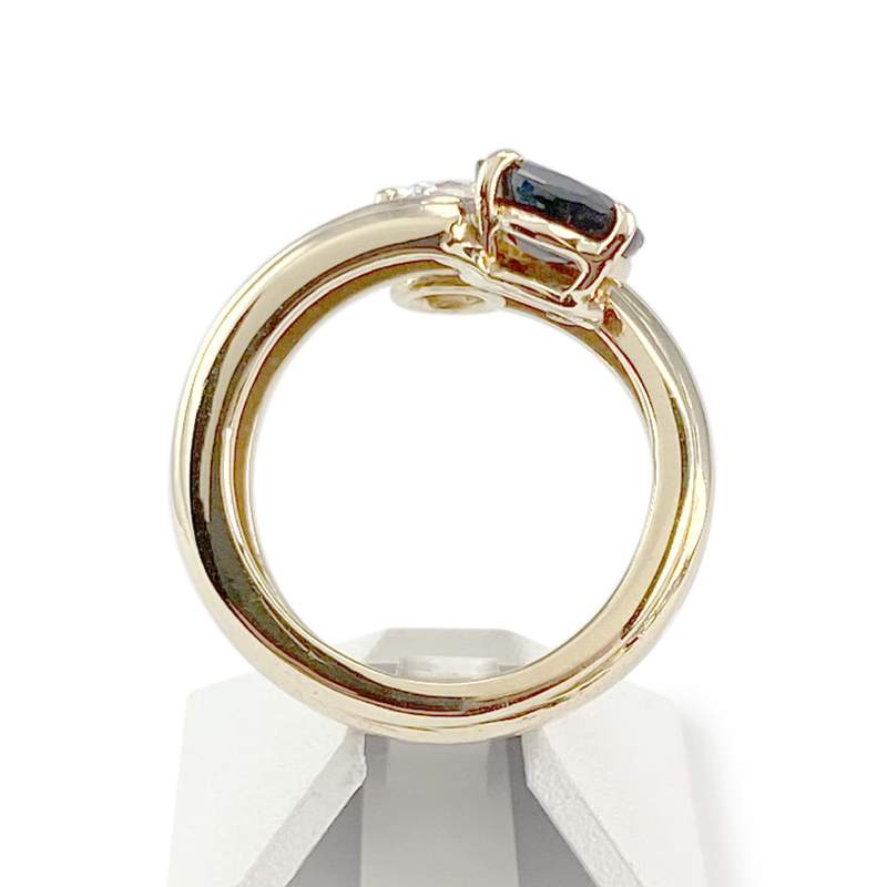 Bague d'occasion or 750 jaune saphir diamant - vue 3