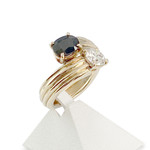 Bague d'occasion or 750 jaune saphir diamant - vue 4