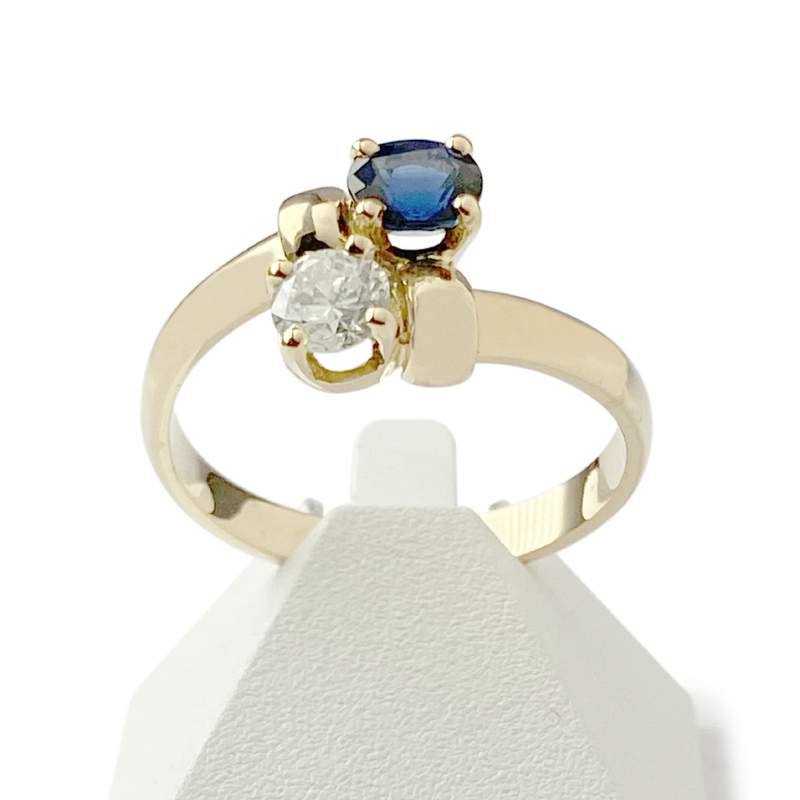 Bague d'occasion or 750 jaune diamant saphir - vue 1