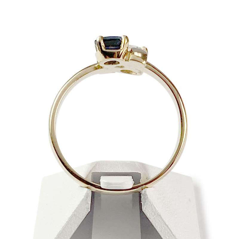 Bague d'occasion or 750 jaune diamant saphir - vue 2