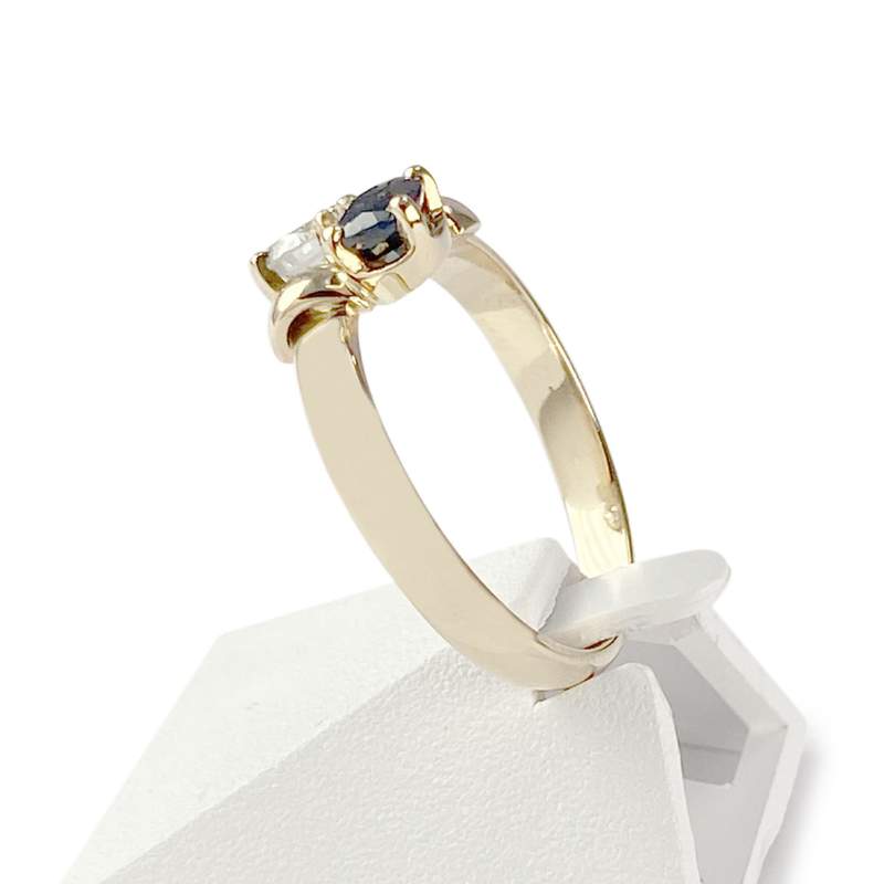 Bague d'occasion or 750 jaune diamant saphir - vue 3