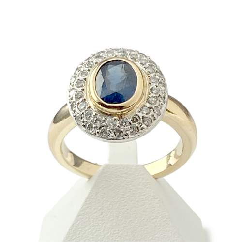Bague d'occasion 2 ors 750 diamants saphir