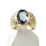Bague d'occasion or 750 jaune saphir diamants - vue 1
