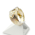 Bague d'occasion or 750 jaune saphir diamants - vue 2