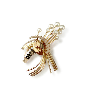 Broche d'occasion or 750 jaune perles de culture