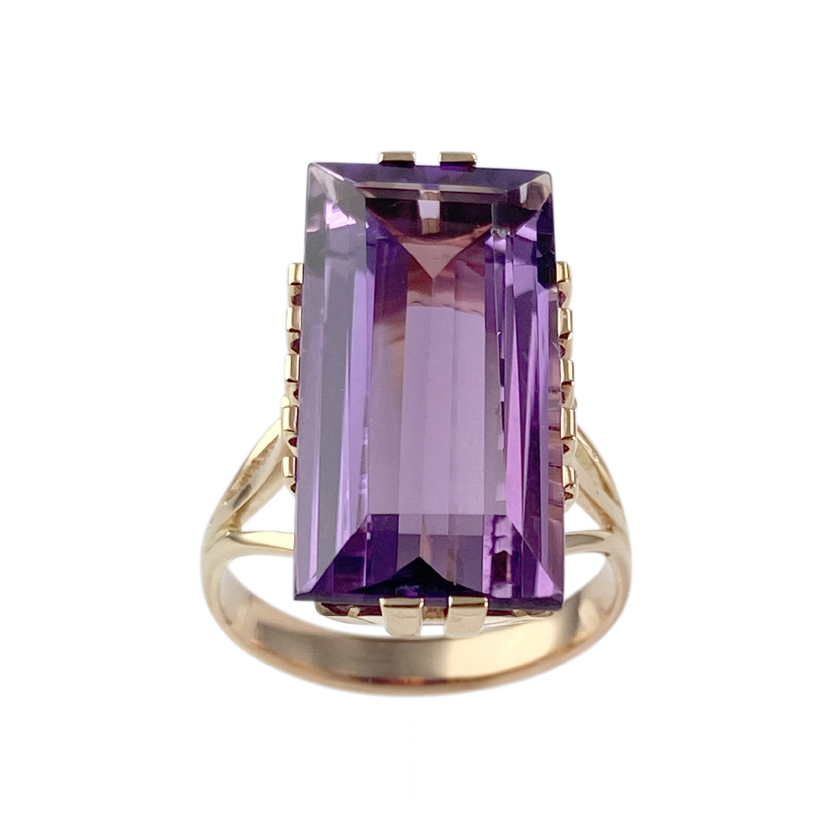 Bague d'occasion or 750 jaune améthyse rectangle