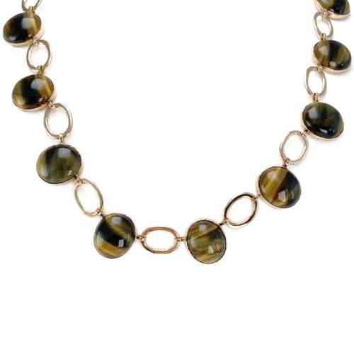 Collier d'occasion or 750 jaune oeil de tigre 44.5 cm
