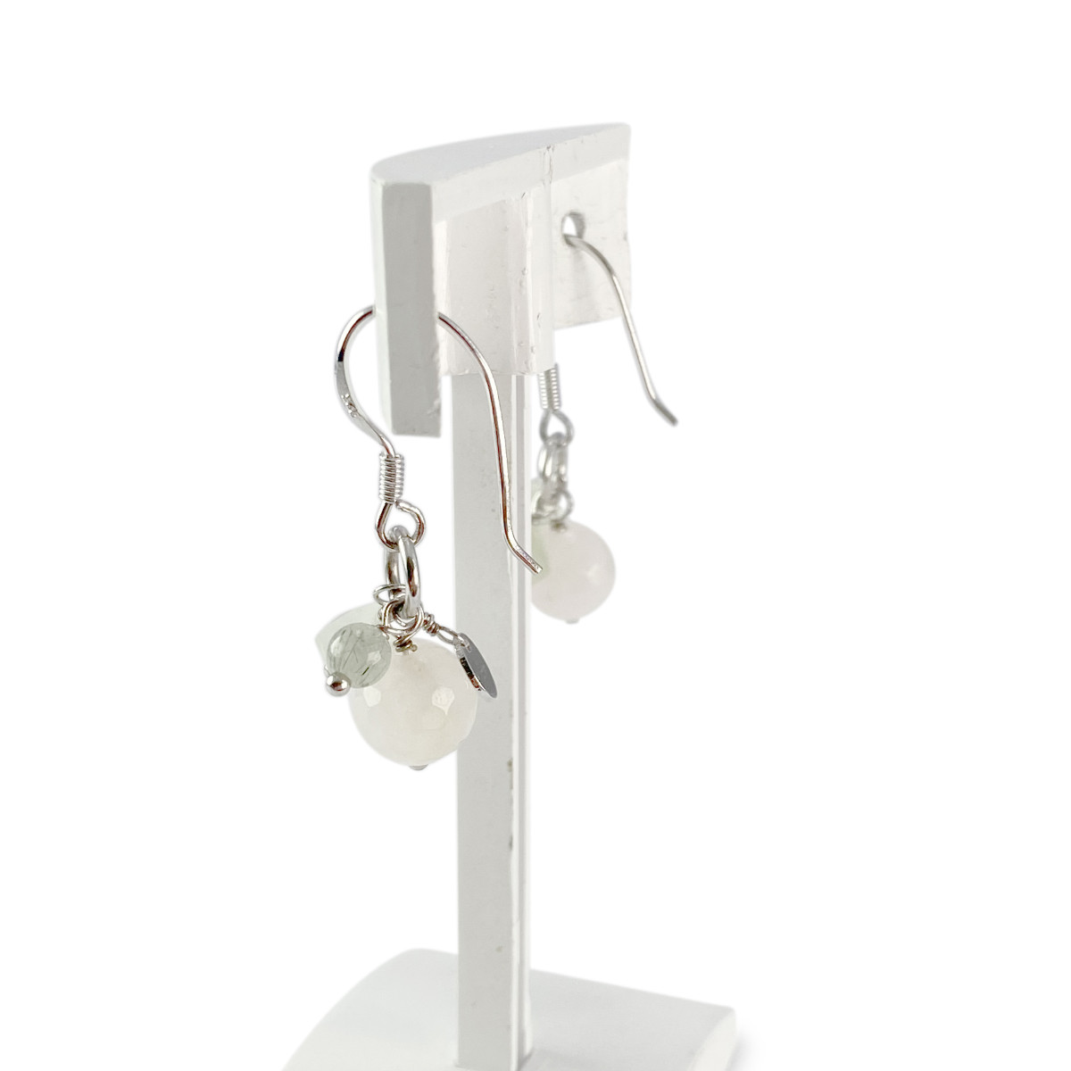 Boucles d'oreilles d'occasion argent 925 quartz préhnite - vue 2