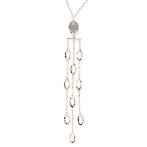 Collier d'occasion or 750 rose quartz fumé 42 cm