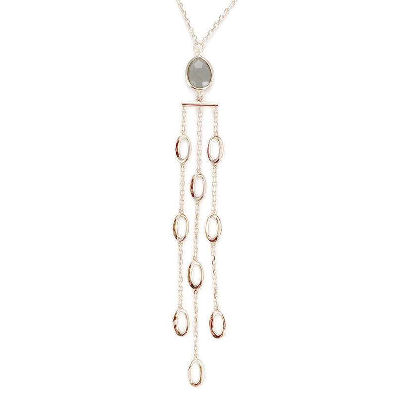Collier d'occasion or 750 rose quartz fumé 42 cm - vue 1