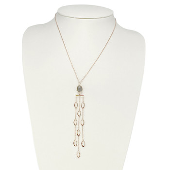 Collier d'occasion or 750 rose quartz fumé 42 cm