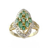 Bague d'occasion or 750 jaune émeraudes diamants - vue V1