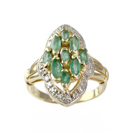 Bague d'occasion or 750 jaune émeraudes diamants