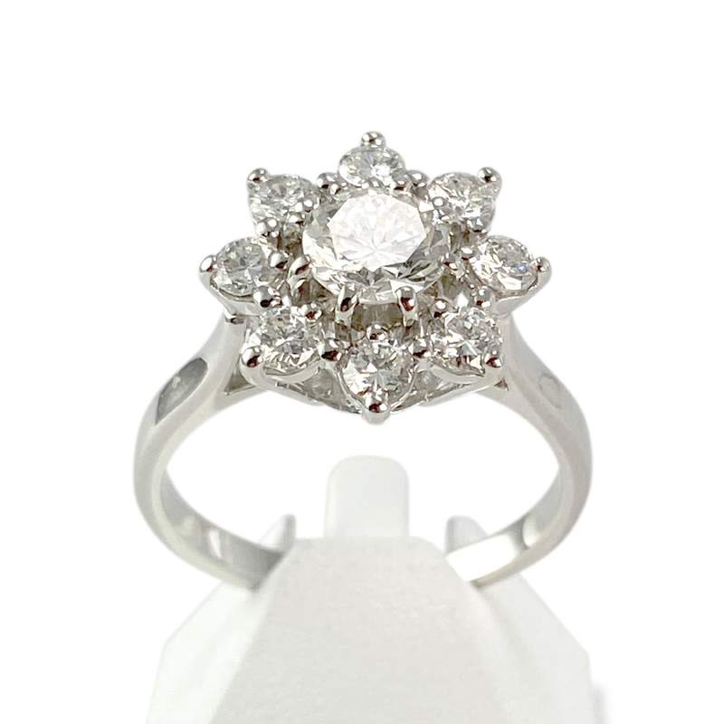 Bague d'occasion or 750 blanc diamants - vue 1