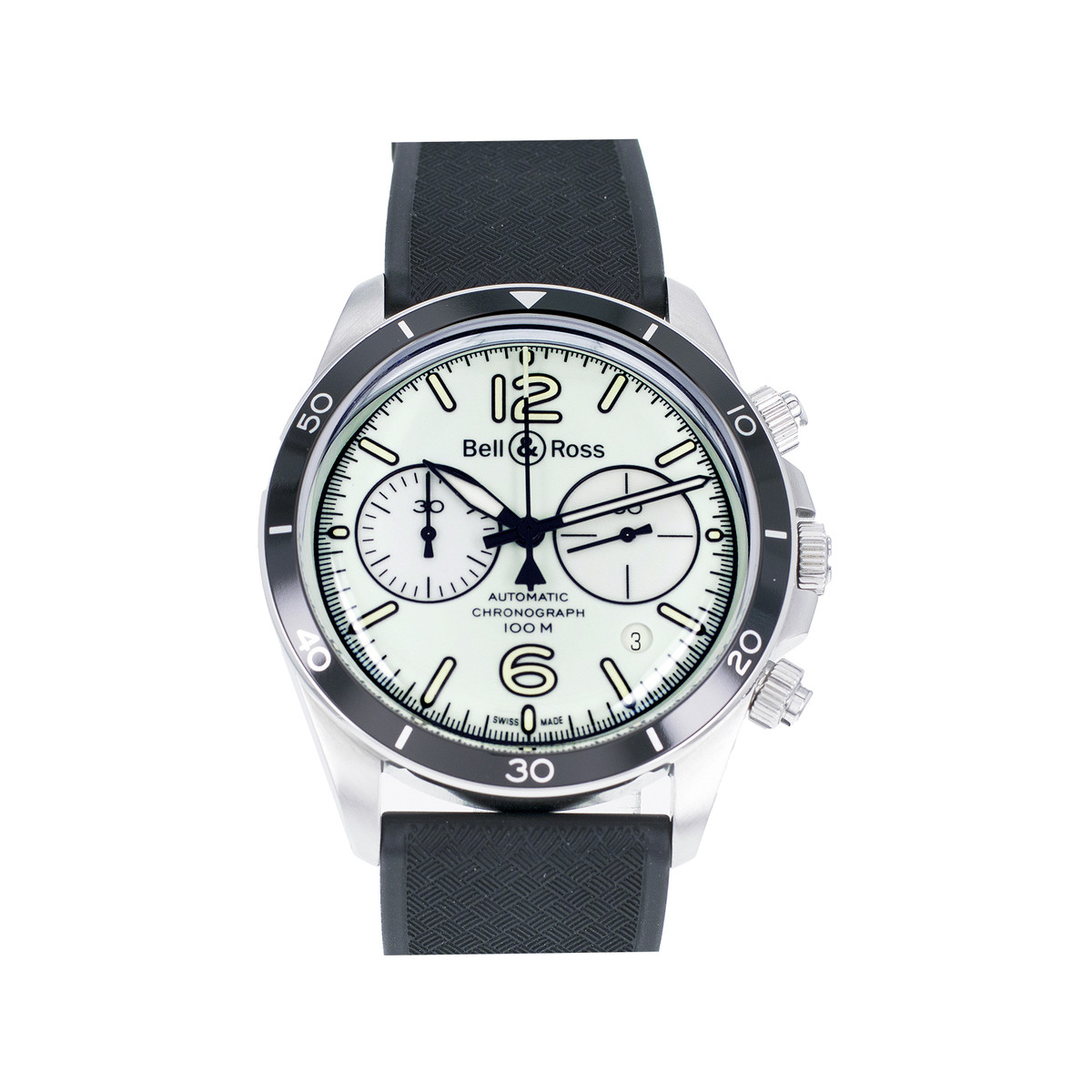 Montre d'occasion Bell & Ross BRV2-94 homme chronographe automatique acier bracelet caoutchouc noir
