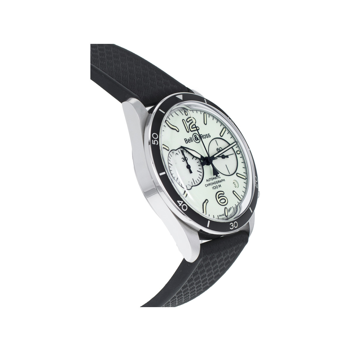 Montre d'occasion Bell & Ross BRV2-94 homme chronographe automatique acier bracelet caoutchouc noir - vue 2