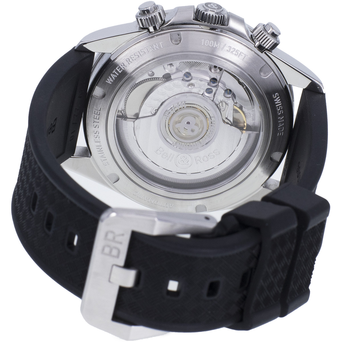 Montre d'occasion Bell & Ross BRV2-94 homme chronographe automatique acier bracelet caoutchouc noir - vue 3