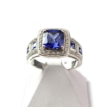 Bague d'occasion argent 925 zirconias bleus et blancs