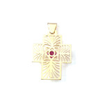 Pendentif croix d'occasion or 750 jaune rubis synthétique - vue 2