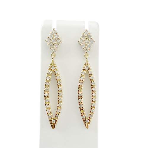 Boucles d'oreilles d'occasion or 750 jaune diamants