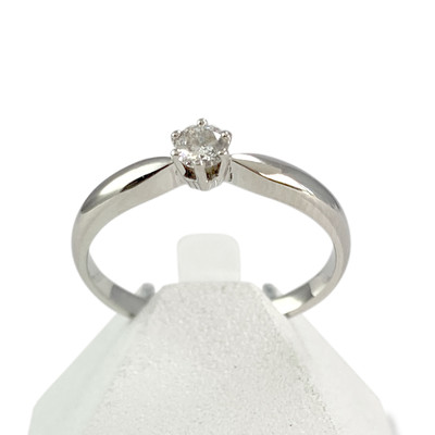 Solitaire d'occasion or 750 blanc diamant - vue 1