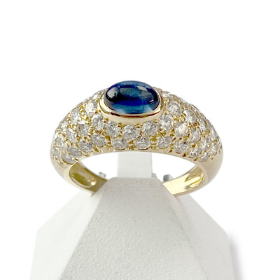 Bague d'occasion or 750 jaune diamants saphir