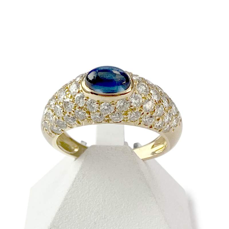 Bague d'occasion or 750 jaune diamants saphir - vue 1