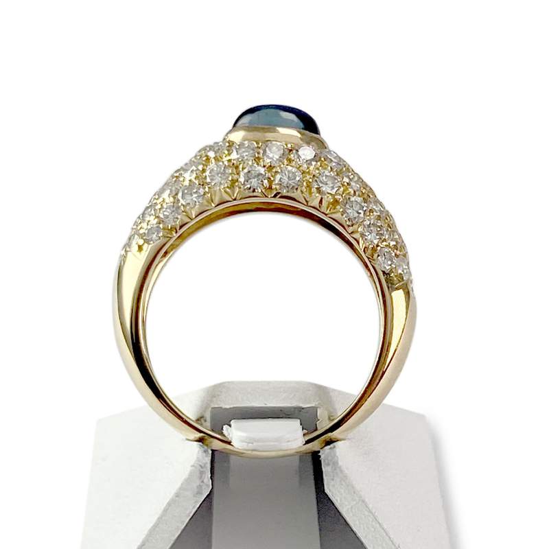 Bague d'occasion or 750 jaune diamants saphir - vue 3
