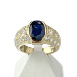 Bague d'occasion or 750 jaune saphir diamants - vue 1