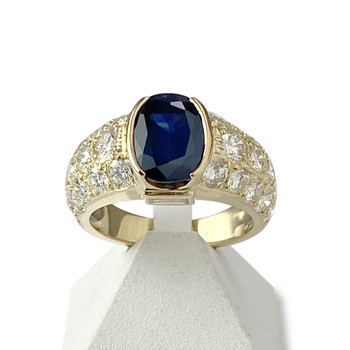 Bague d'occasion or 750 jaune saphir diamants