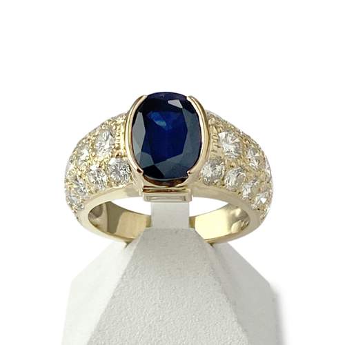 Second-hand gold 750 yellow sapphire diamond ring