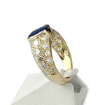 Bague d'occasion or 750 jaune saphir diamants - vue 2