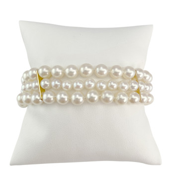Bracelet d'occasion or 375 jaune perles de culture du Japon 19 cm