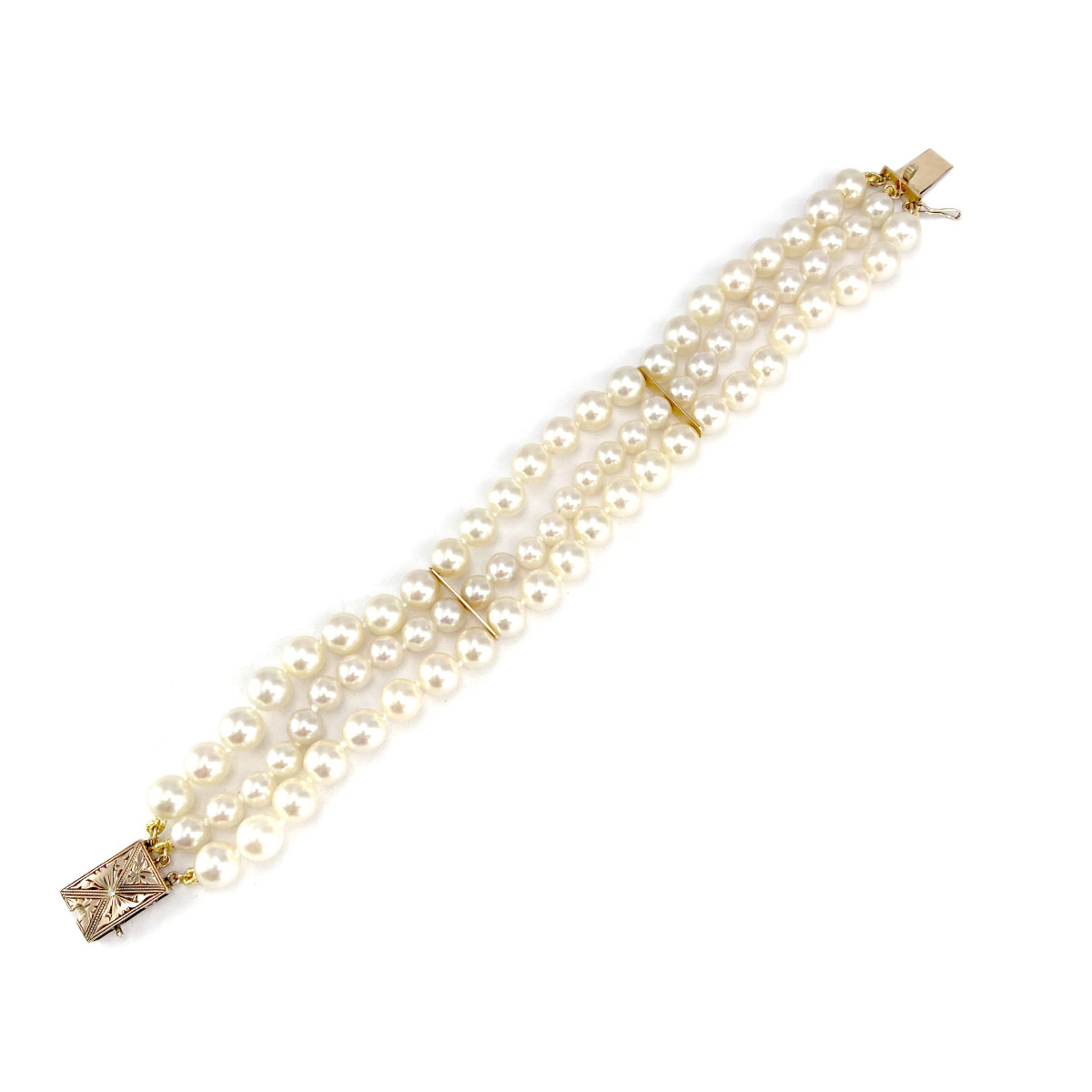 Bracelet d'occasion or 375 jaune perles de culture du Japon 19 cm - vue 3