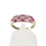 Bague d'occasion or 750 jaune rubis et diamants