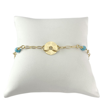 Bracelet d'occasion or 750 jaune perles imitation 18 cm