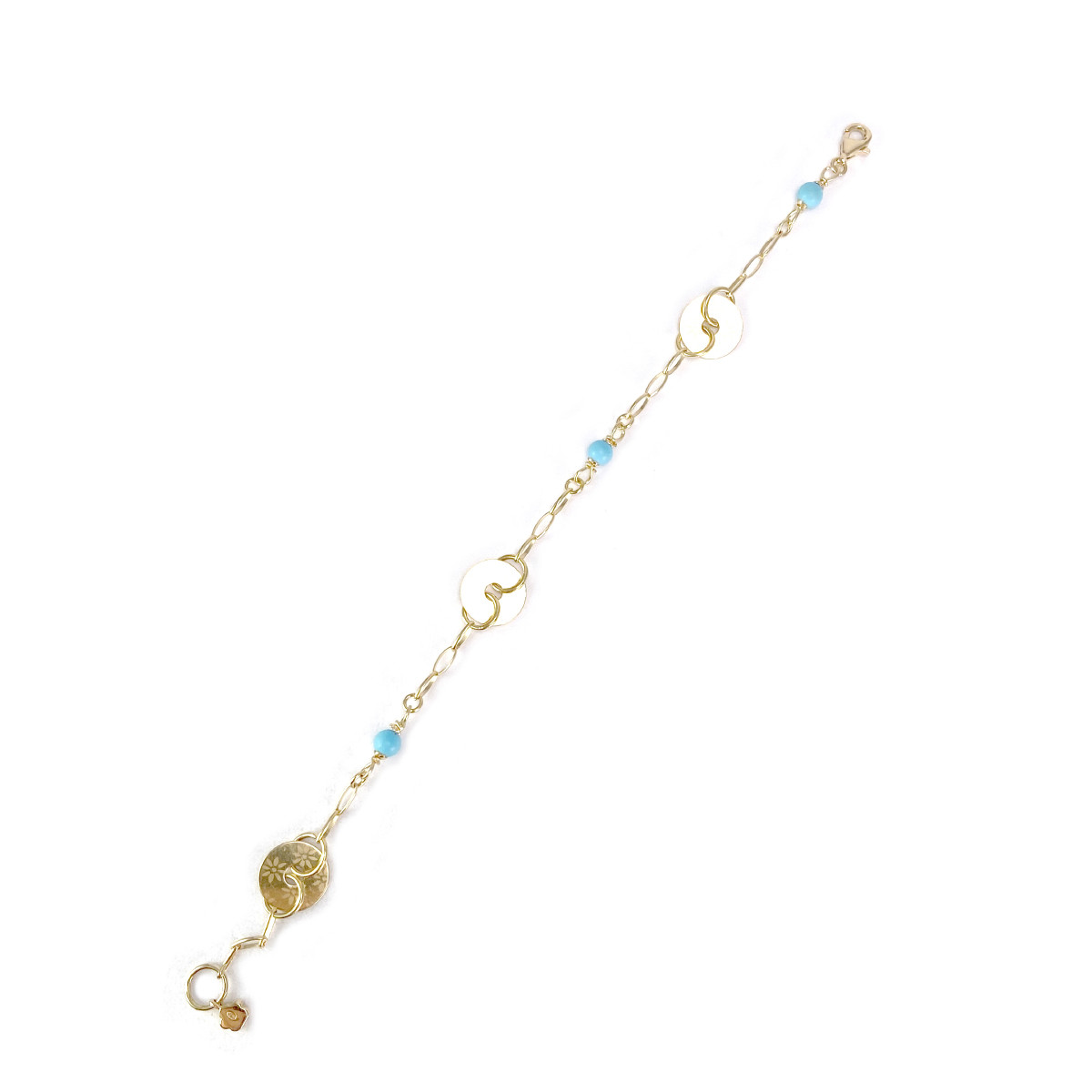 Bracelet d'occasion or 750 jaune perles imitation 18 cm - vue 2