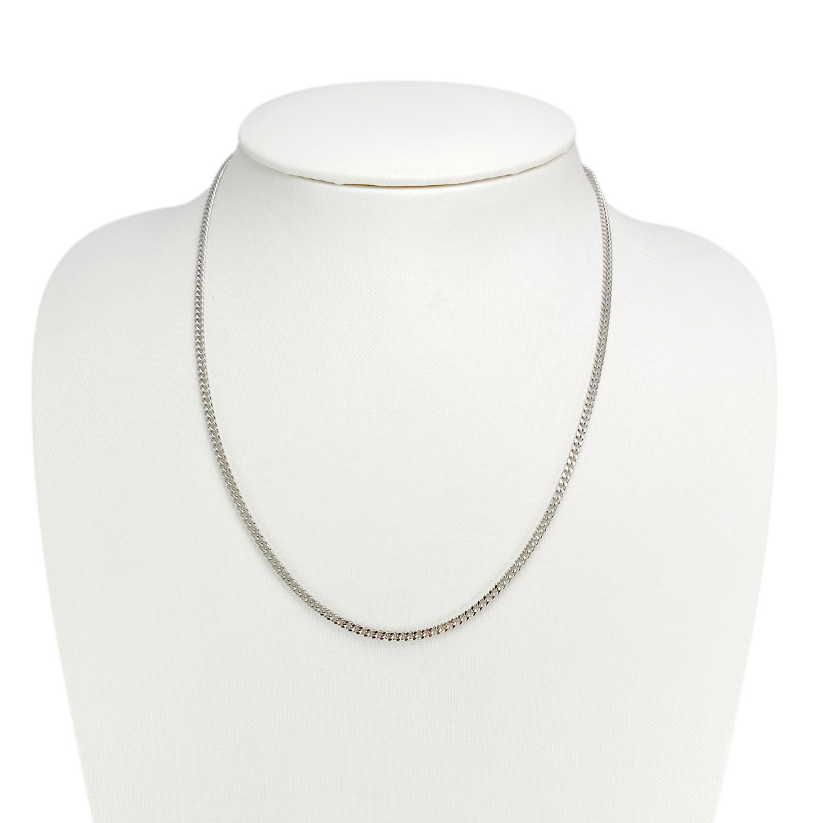 Collier d'occasion maille gourmette or 750 blanc 45,5 cm - vue 2