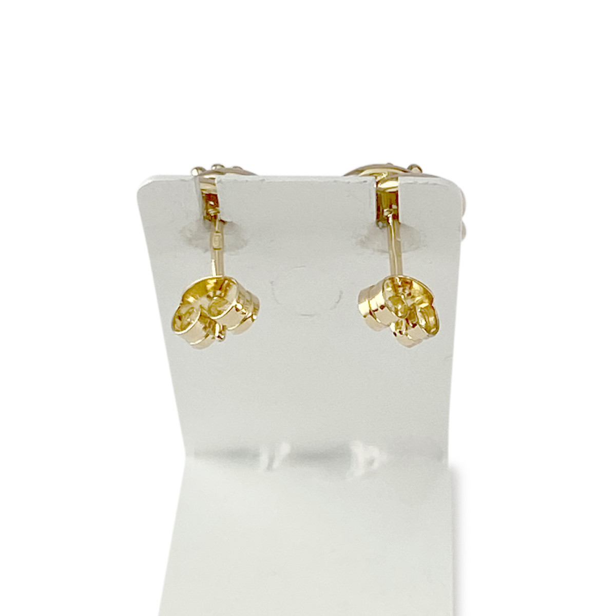 Boucles d'oreilles d'occasion or 750 jaune et rhodié émeraudes diamants - vue 3