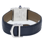 Montre Cartier Must femme quartz argent 925 bracelet cuir bleu - vue 3