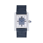 Montre Cartier Must femme quartz argent 925 bracelet cuir bleu - vue D1