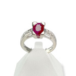 Bague d'occasion or 750 blanc diamants rubis - vue 1