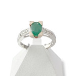 Bague d'occasion 2 ors 750 émeraudes diamants - vue 1