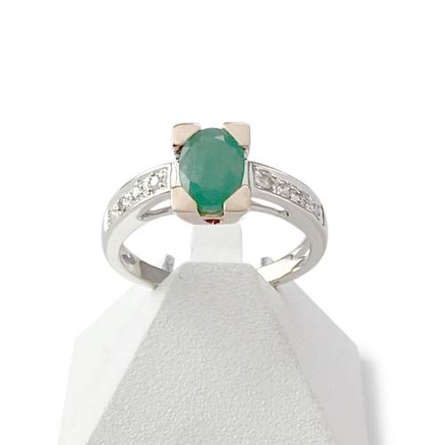 Bague d'occasion 2 ors 750 émeraudes diamants