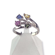 Bague d'occasion or 750 blanc saphirs couleurs de Ceylan