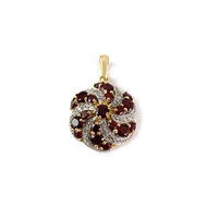 Pendentif d'occasion or 750 jaune et rhodié grenats et diamants