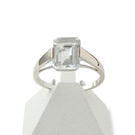 Bague d'occasion or 750 blanc aigue marine rectangulaire