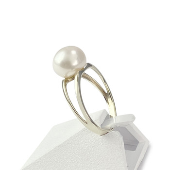 Bague d'occasion or 375 jaune perle de culture de Chine